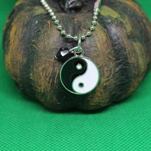 Yin-Yang Balance Keychain Charm Zipper Pull Crystal Witch Pagan Jewelry